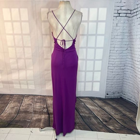 Bcbgmaxazria hedi dark orchid front slit gown size small - Picture 9 of 14